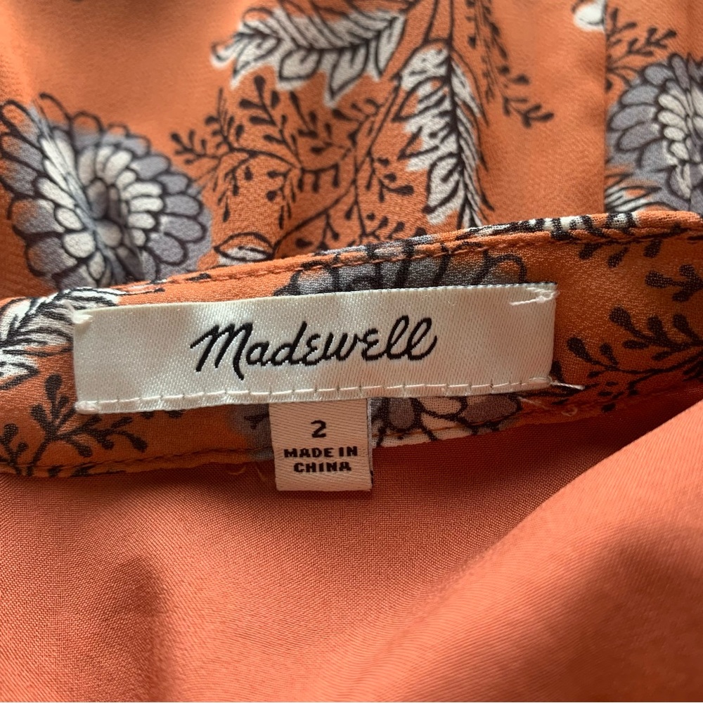 Madewell Sheer-Sleeve Button-Front Midi Dress in Gathered Blooms - Picture 13 of 14